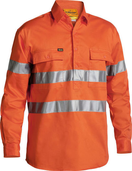 Picture of Bisley Hi Vis 3M Reflective Tape Closed Front Men'S Drill Long Sleeve Shirt BTC6482
